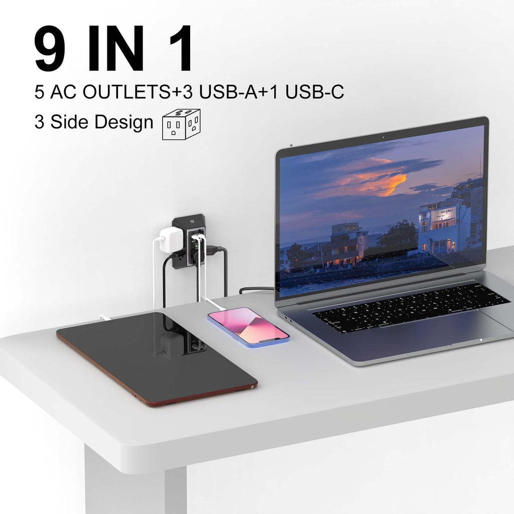 Wall Charger, Surge Protector, QINLIANF 5 Outlet Extender with 4 USB Ports