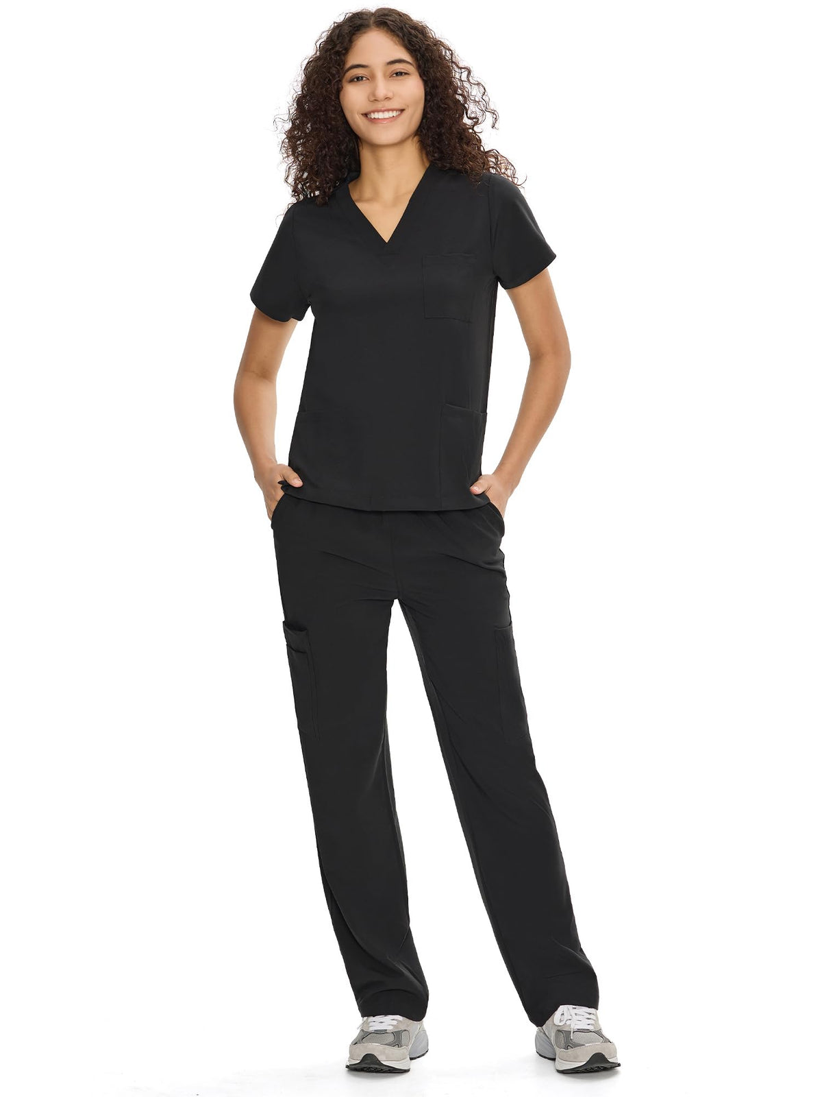 COZYFIT Scrubs for Women Set - V-Neck & Straight Leg Pants with 9 Pockets
