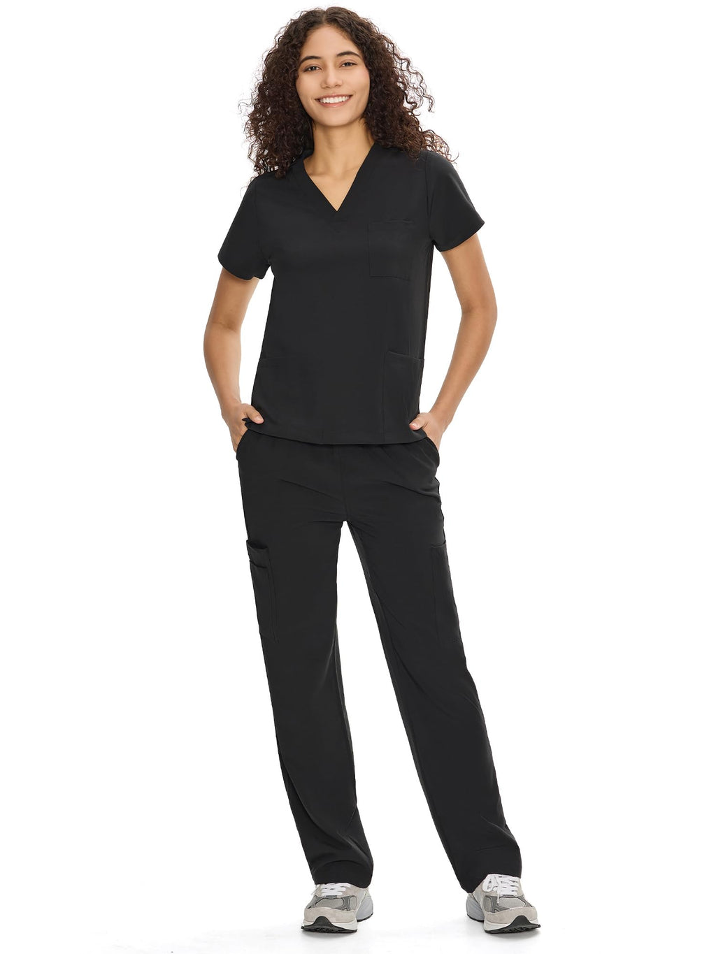 COZYFIT Scrubs for Women Set - V-Neck & Straight Leg Pants with 9 Pockets