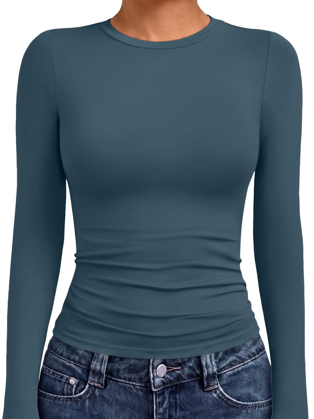 AUTOMET Womens Crew Neck Long Sleeve Shirts Compression Underscrubs Tops