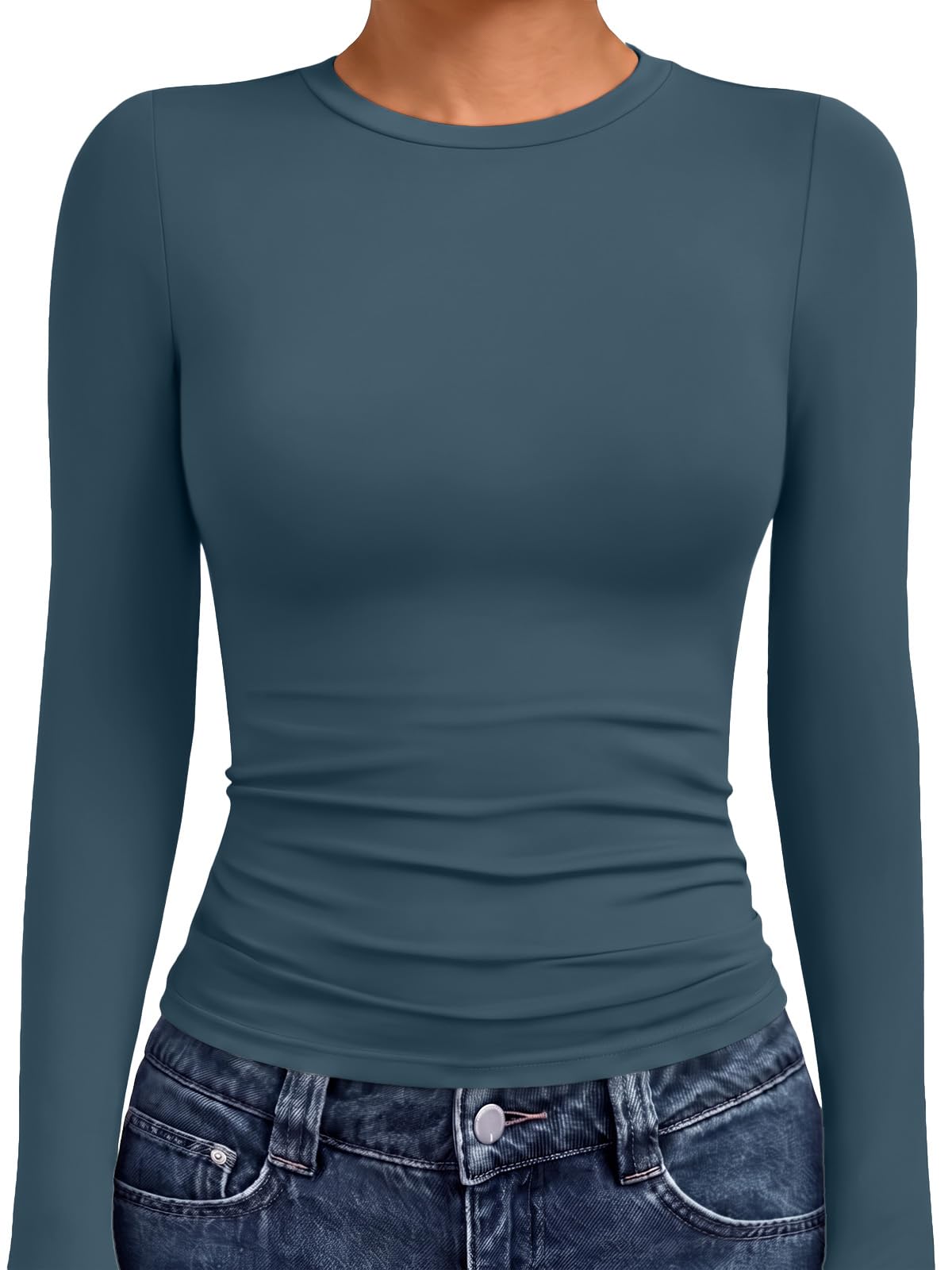 AUTOMET Womens Crew Neck Long Sleeve Shirts Compression Underscrubs Tops