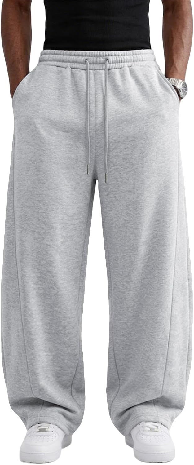 Wangdo Men's Baggy Sweatpants Wide Leg Lounge Cotton Casual Jogging Pants