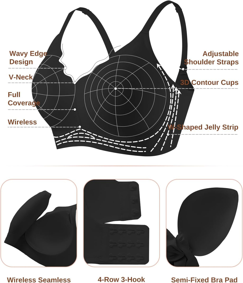Womens Wireless Jelly Bra Seamless Full Coverage Supportive Bralette