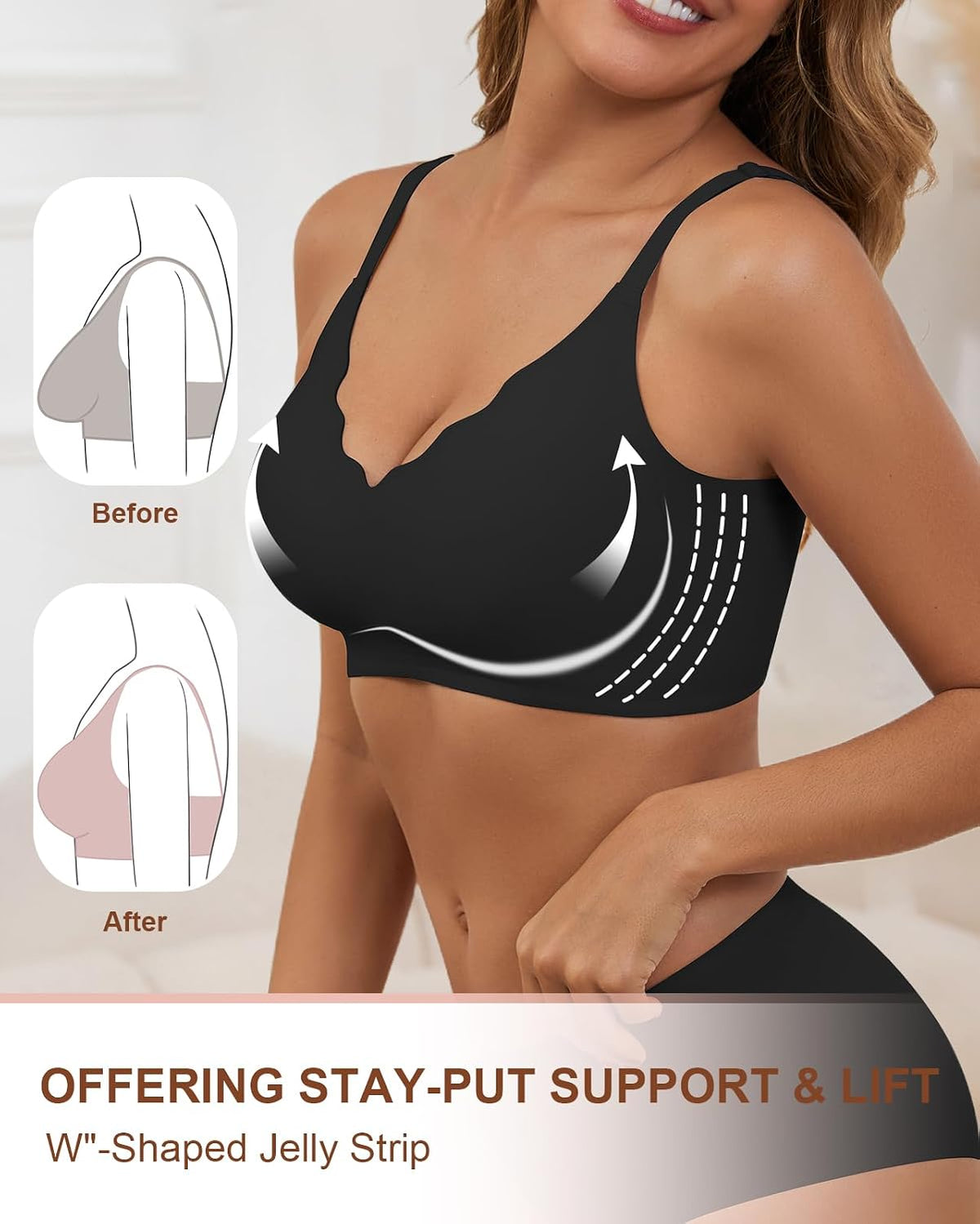 Womens Wireless Jelly Bra Seamless Full Coverage Supportive Bralette