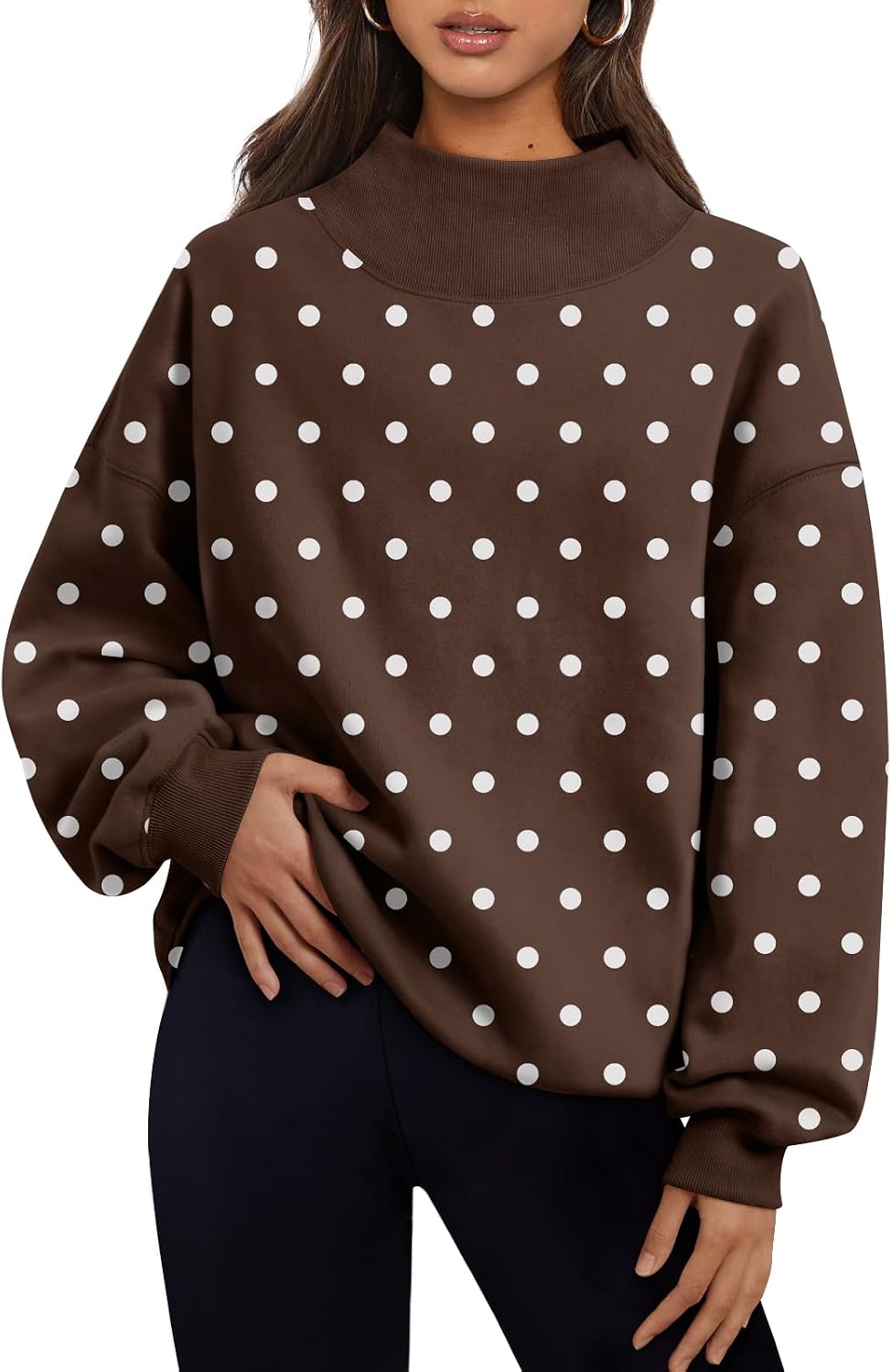 Trendy Queen Womens Mock Neck Sweatshirts Oversized Pullover Fall Outfits