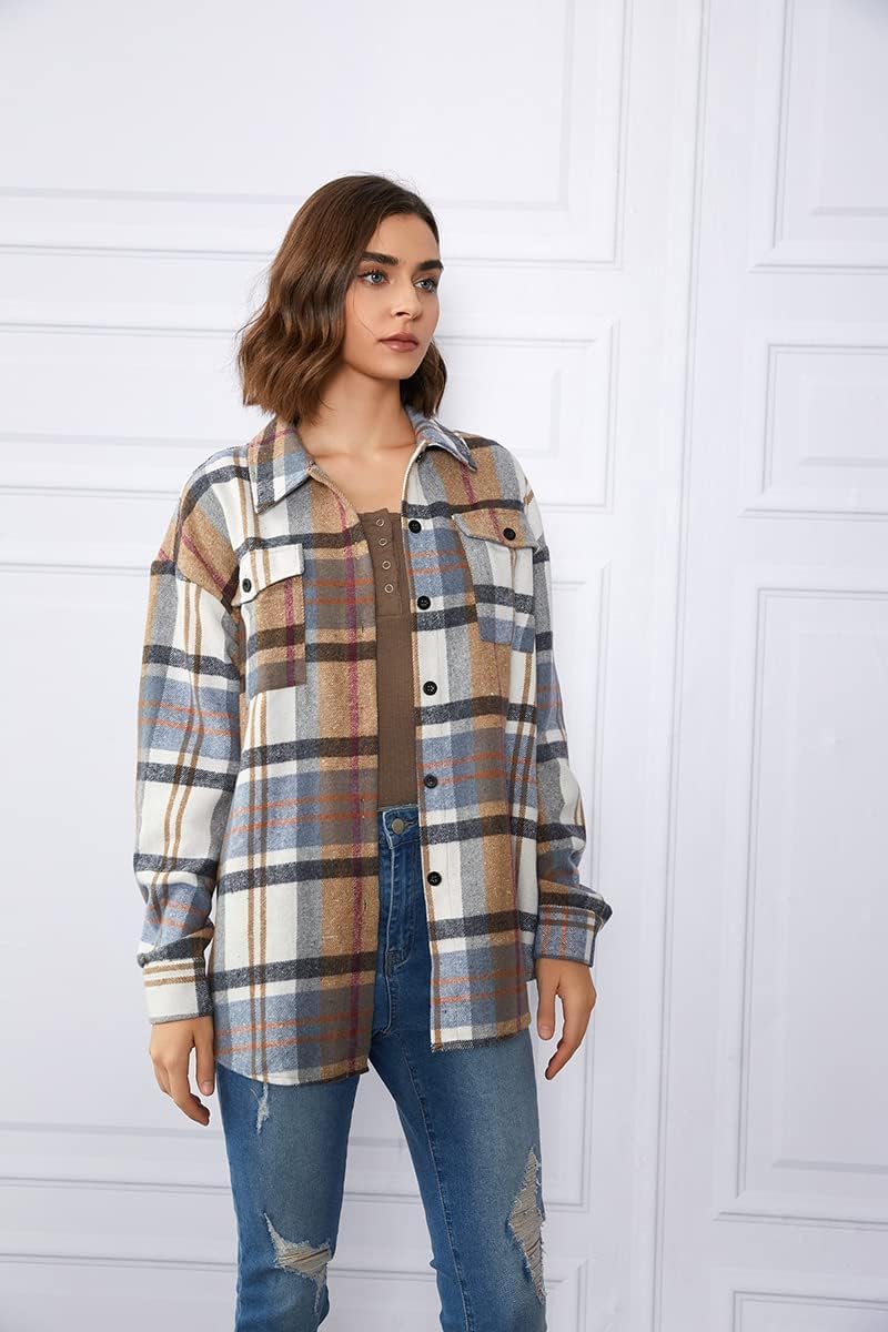 AUTOMET Shackets for Women Plaid Flannel Shirts