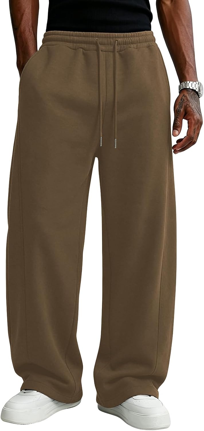 Wangdo Men's Baggy Sweatpants Wide Leg Lounge Cotton Casual Jogging Pants