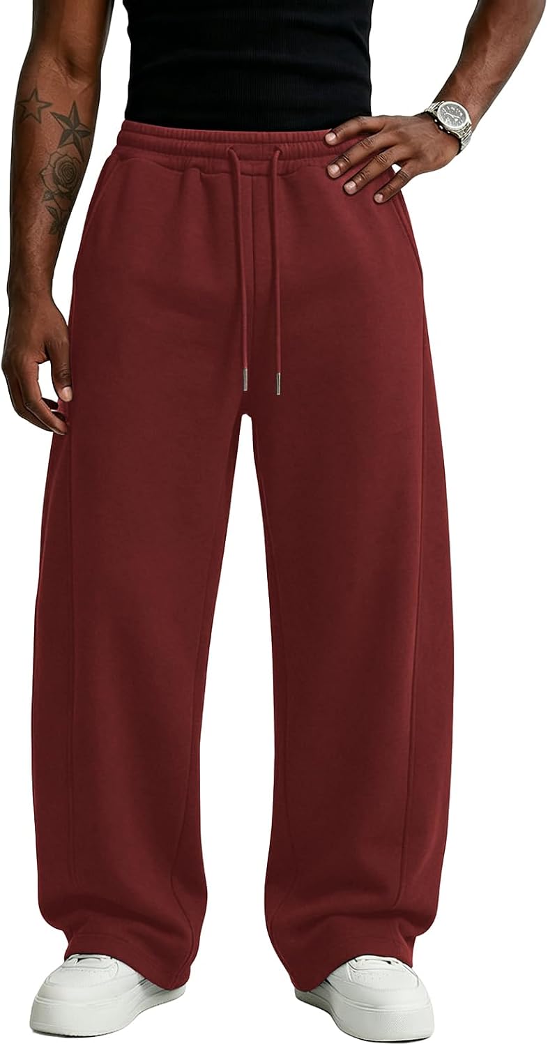 Wangdo Men's Baggy Sweatpants Wide Leg Lounge Cotton Casual Jogging Pants