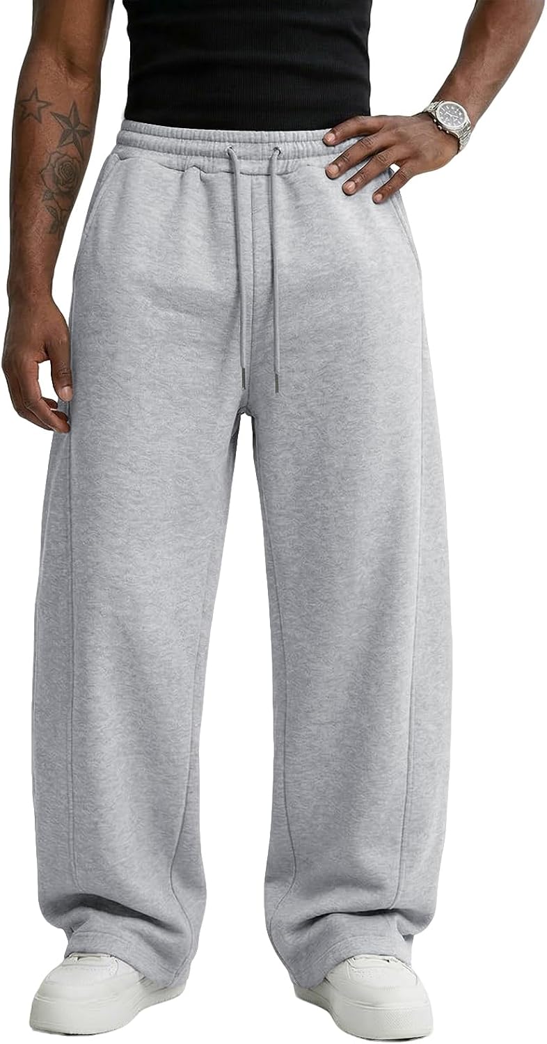 Wangdo Men's Baggy Sweatpants Wide Leg Lounge Cotton Casual Jogging Pants