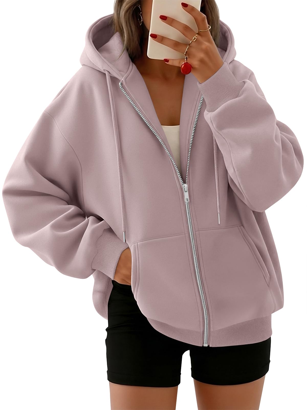 Trendy Queen Womens Oversized Zip Up Hoodies Y2K Fall Sweatshirts 2026