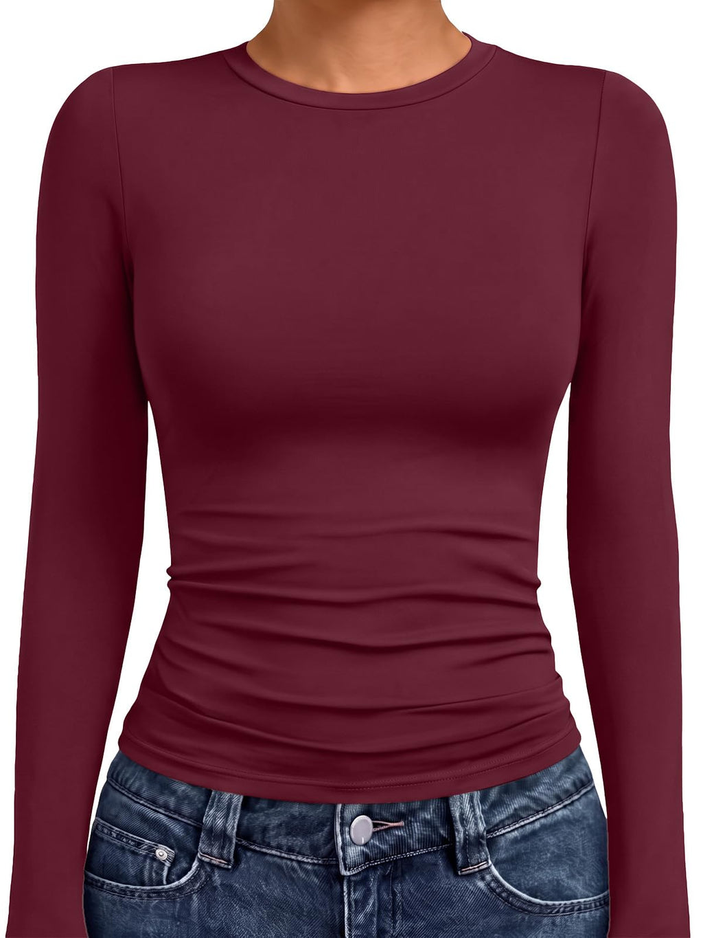 AUTOMET Womens Crew Neck Long Sleeve Shirts Compression Underscrubs Tops