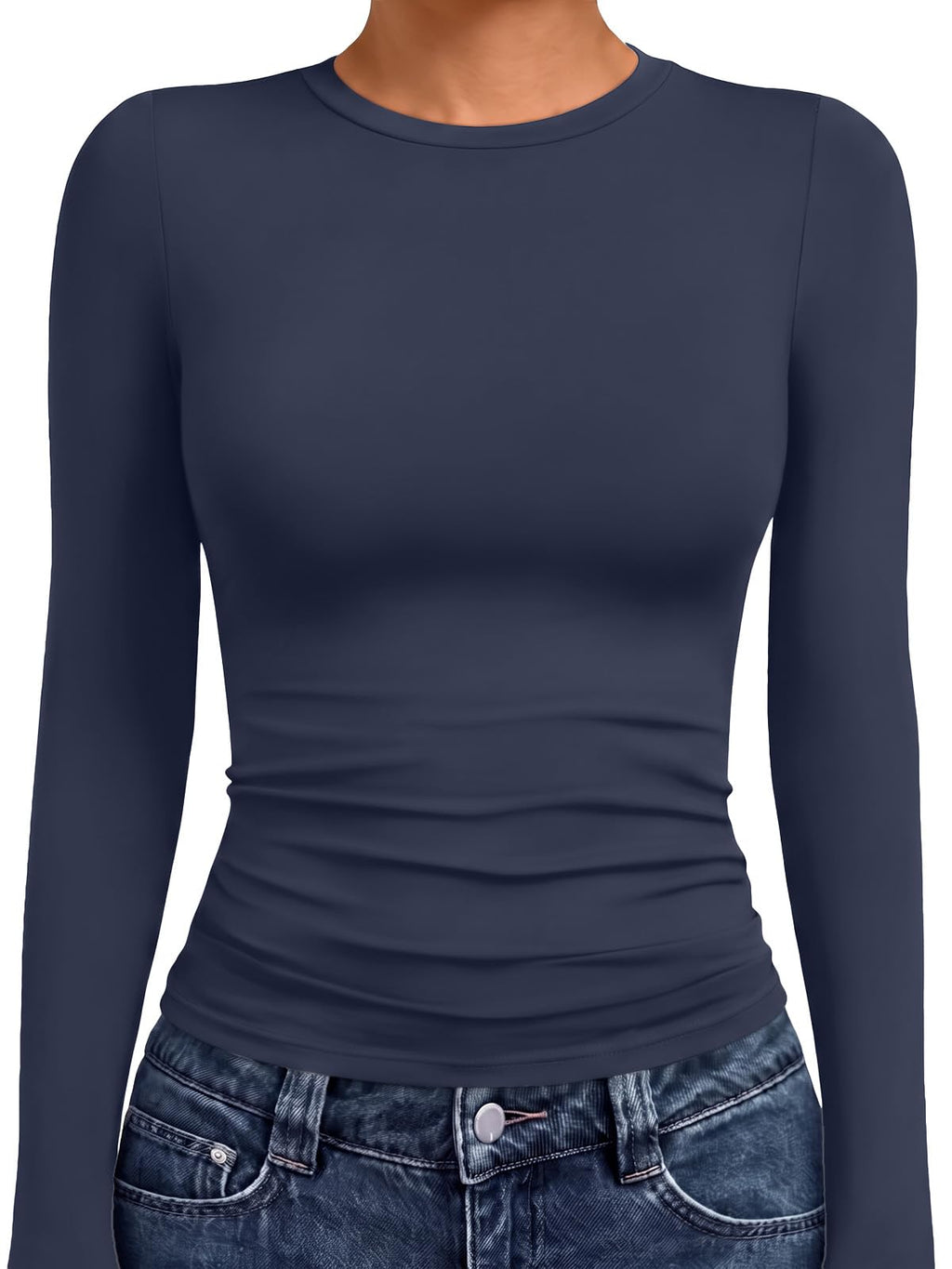 AUTOMET Womens Crew Neck Long Sleeve Shirts Compression Underscrubs Tops