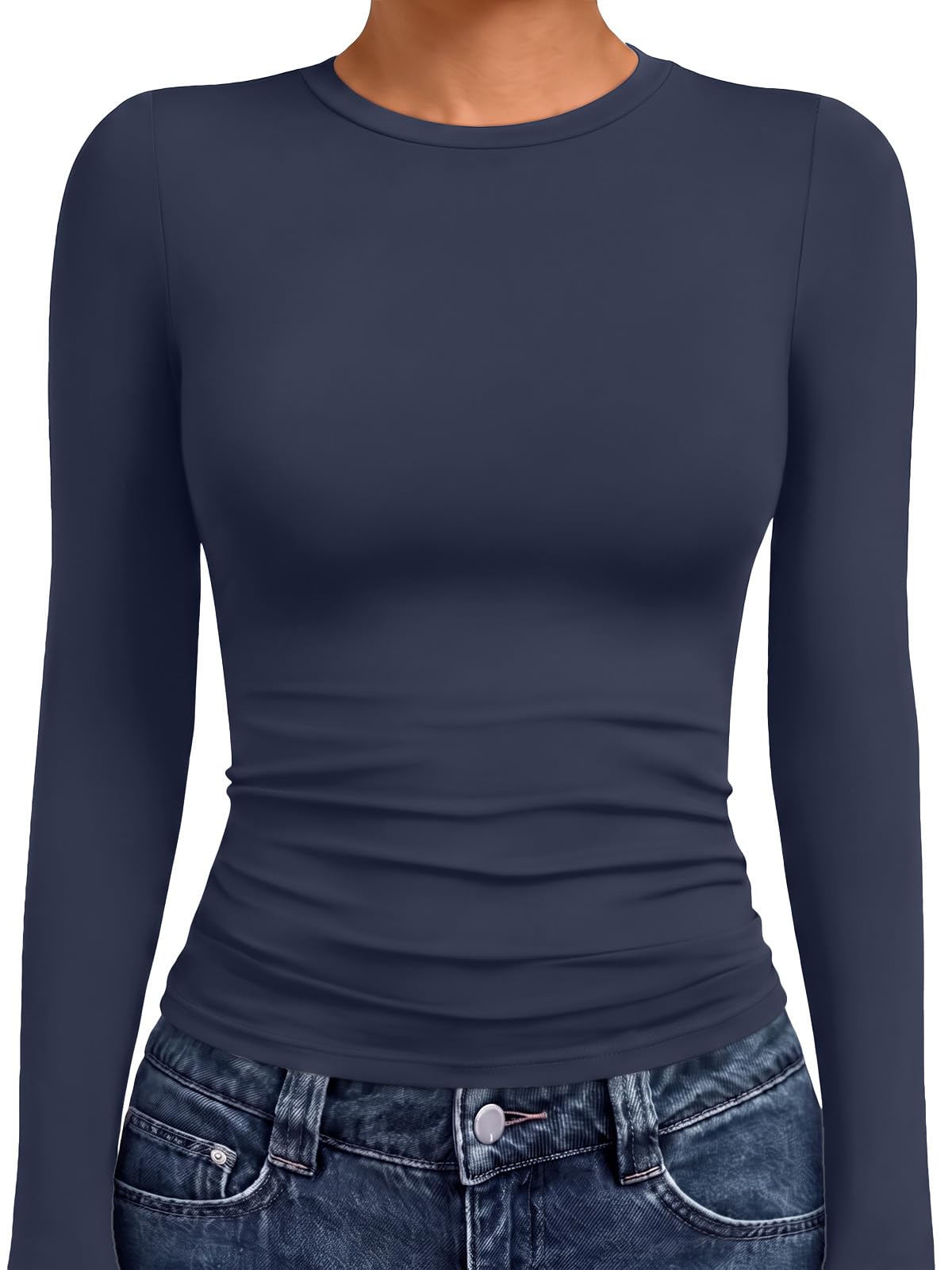 AUTOMET Womens Crew Neck Long Sleeve Shirts Compression Underscrubs Tops