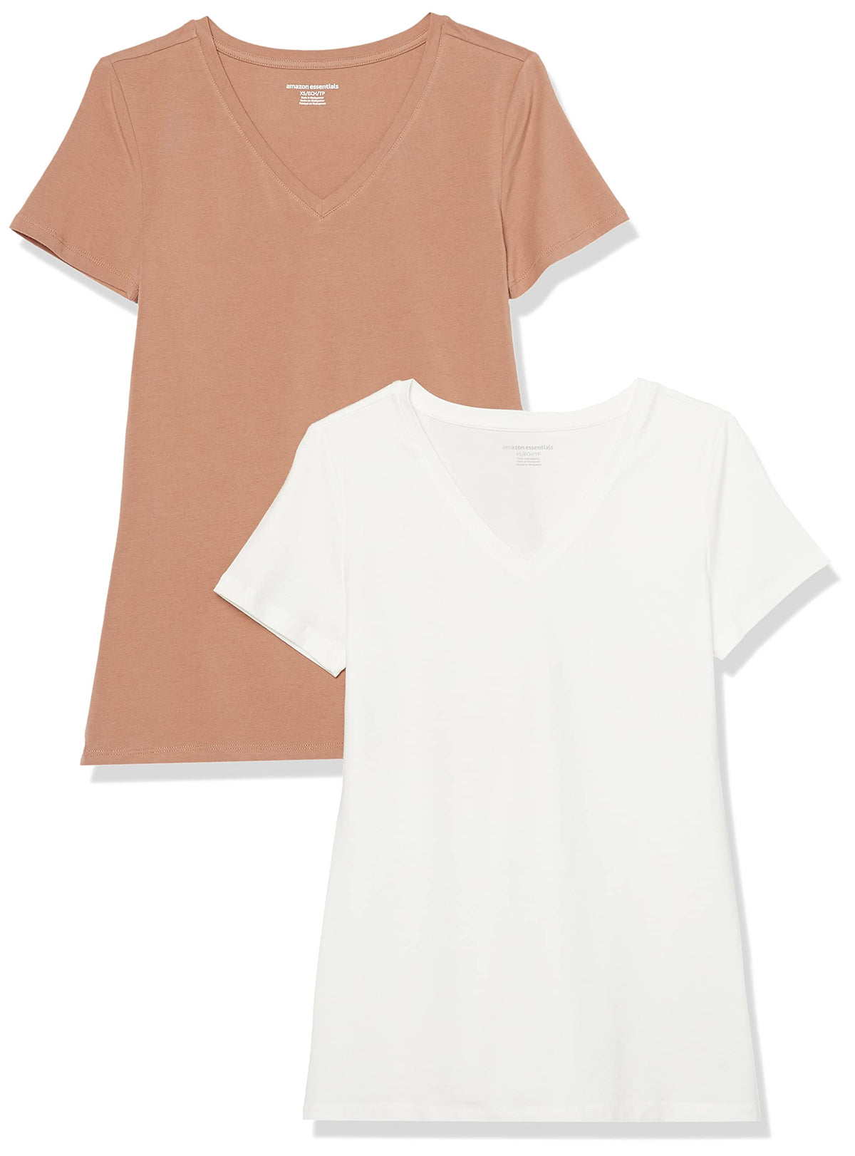 Amazon Essentials Women's Regular-Fit Short-Sleeve Crewneck T-Shirt, Cotton Modal Blend, Pack of 2