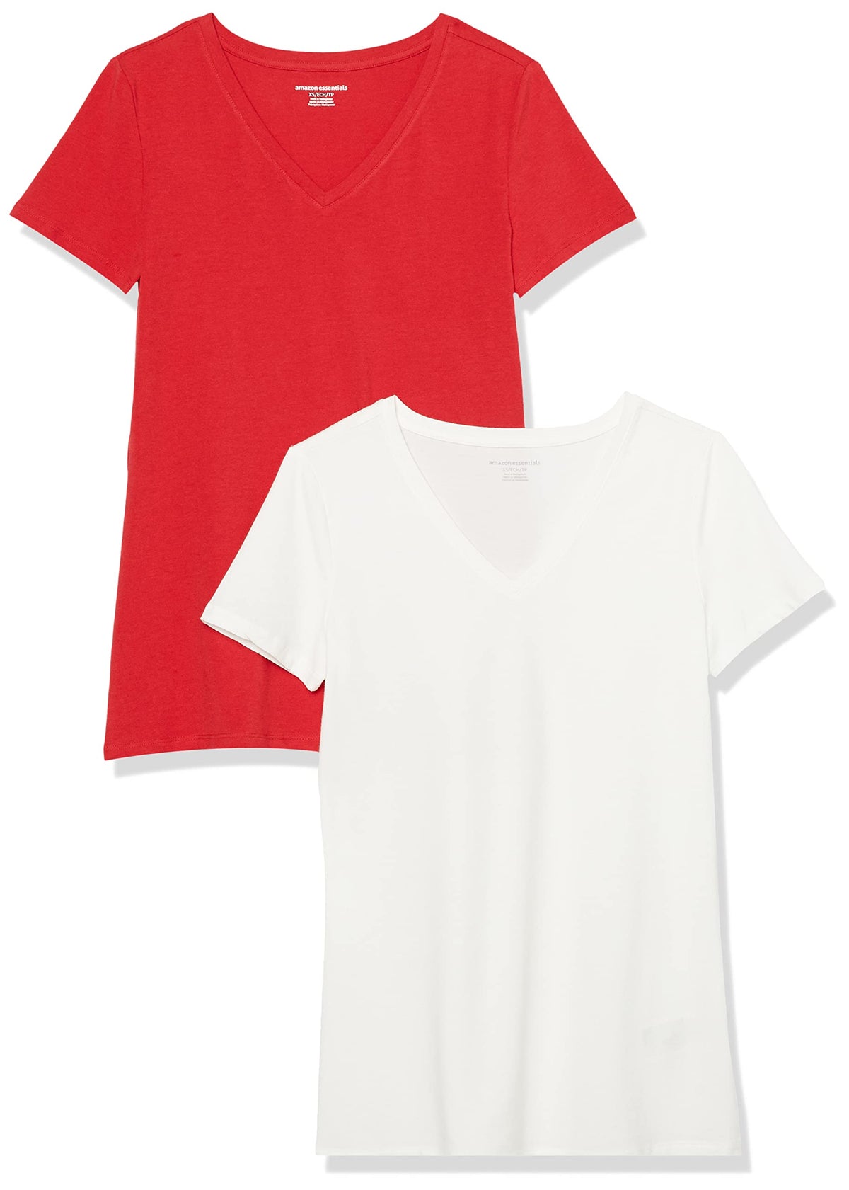 Amazon Essentials Women's Regular-Fit Short-Sleeve Crewneck T-Shirt, Cotton Modal Blend, Pack of 2