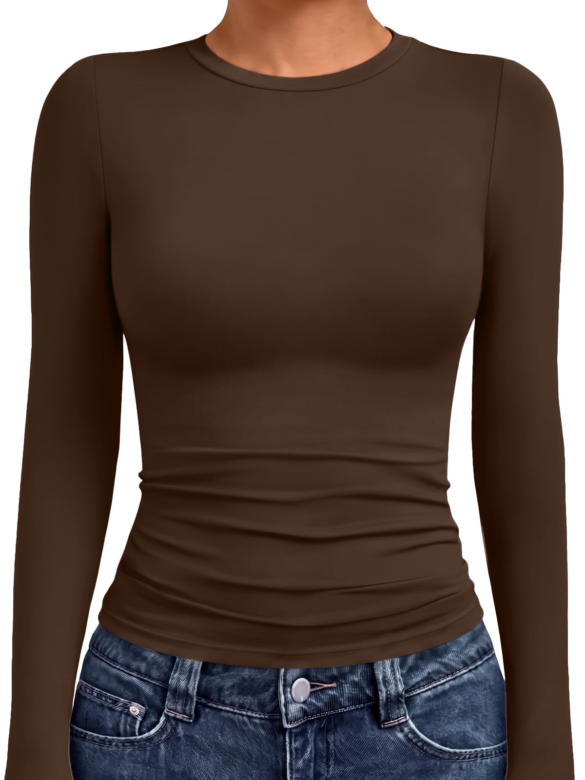 AUTOMET Womens Crew Neck Long Sleeve Shirts Compression Underscrubs Tops