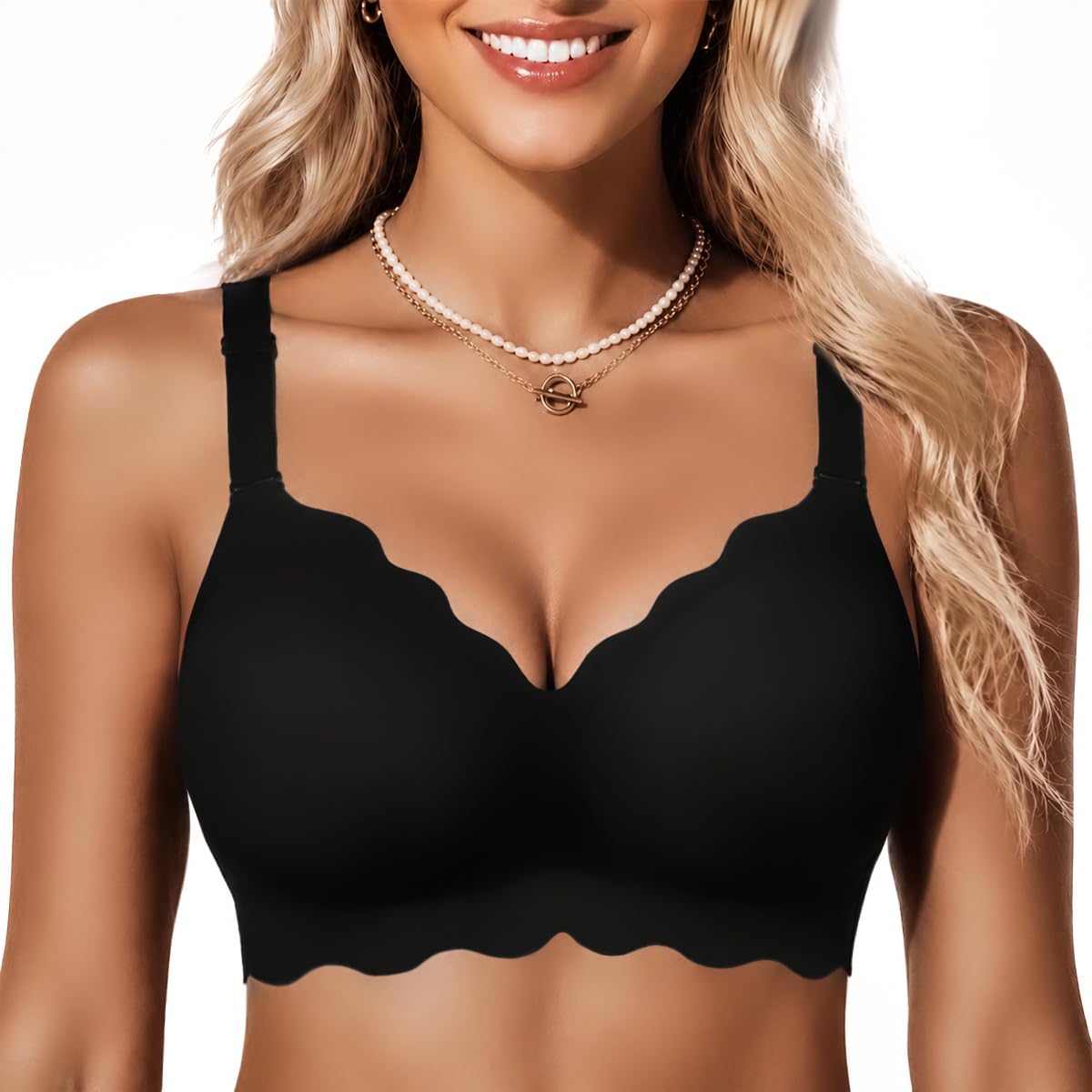 COCOMARTS Jelly Bras for Women No Underwire Scalloped Wireless Push Up Bra