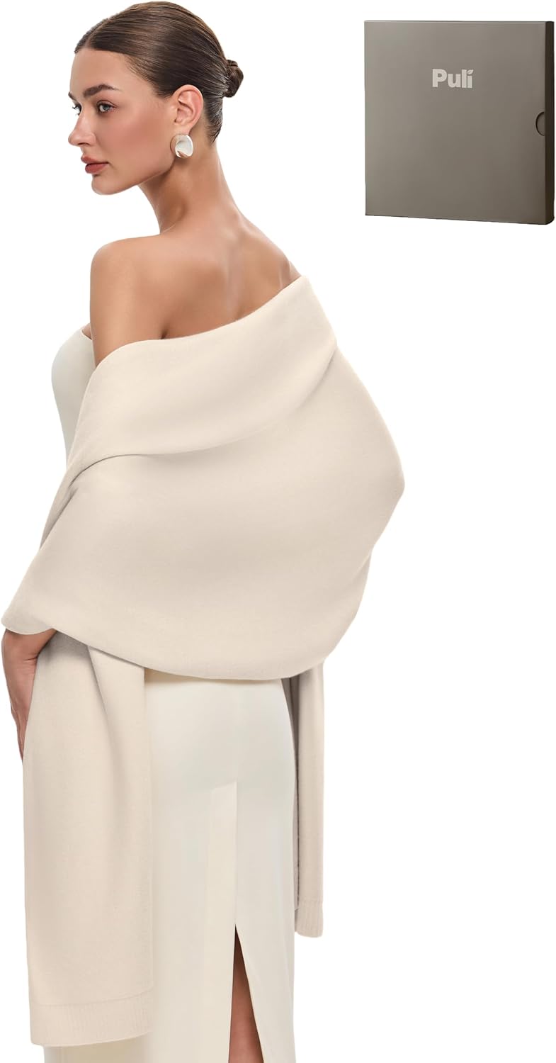 PULI Women's Pashmina Shawl Wrap Large Wedding Bridal Evening Winter Scarf