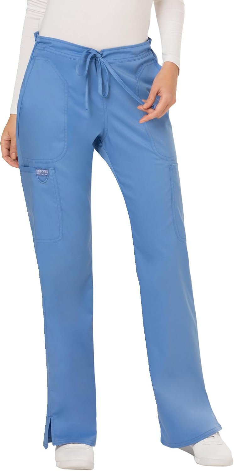 Cherokee WW Revolution Scrub Pants for Women Mid Rise Flare Pant 5 Pockets