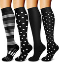 Laite Hebe 4 Pairs-Compression Socks for Women&Men Circulation-Best Support for Nurses,Running,Athletic