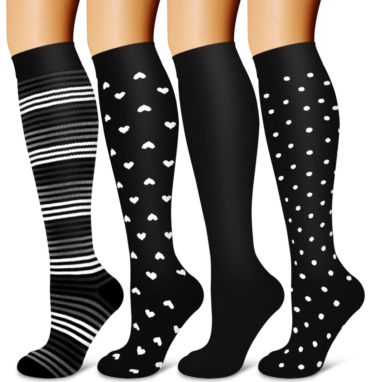 Laite Hebe 4 Pairs-Compression Socks for Women&Men Circulation-Best Support for Nurses,Running,Athletic