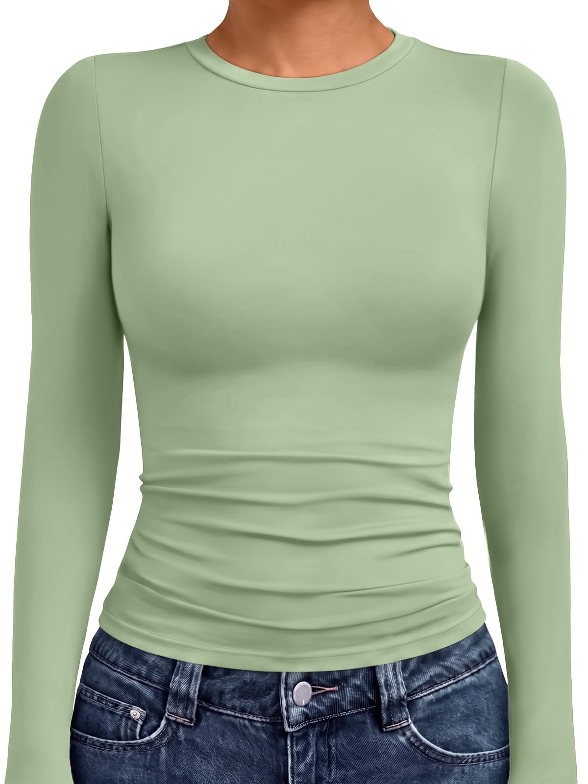 AUTOMET Womens Crew Neck Long Sleeve Shirts Compression Underscrubs Tops