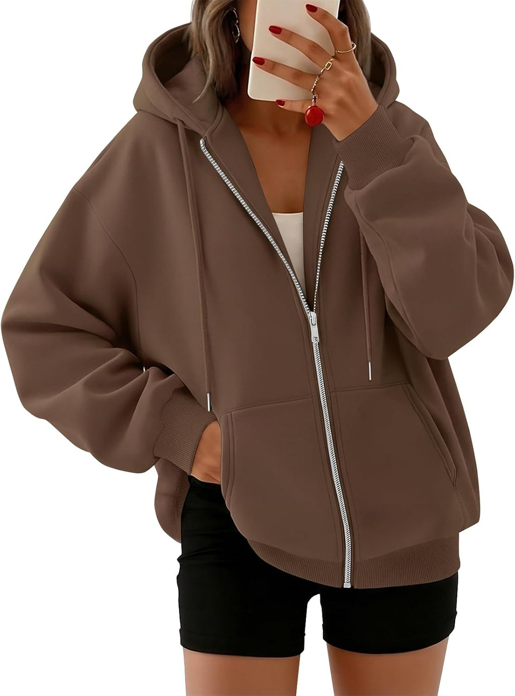 Trendy Queen Womens Oversized Zip Up Hoodies Y2K Fall Sweatshirts 2026