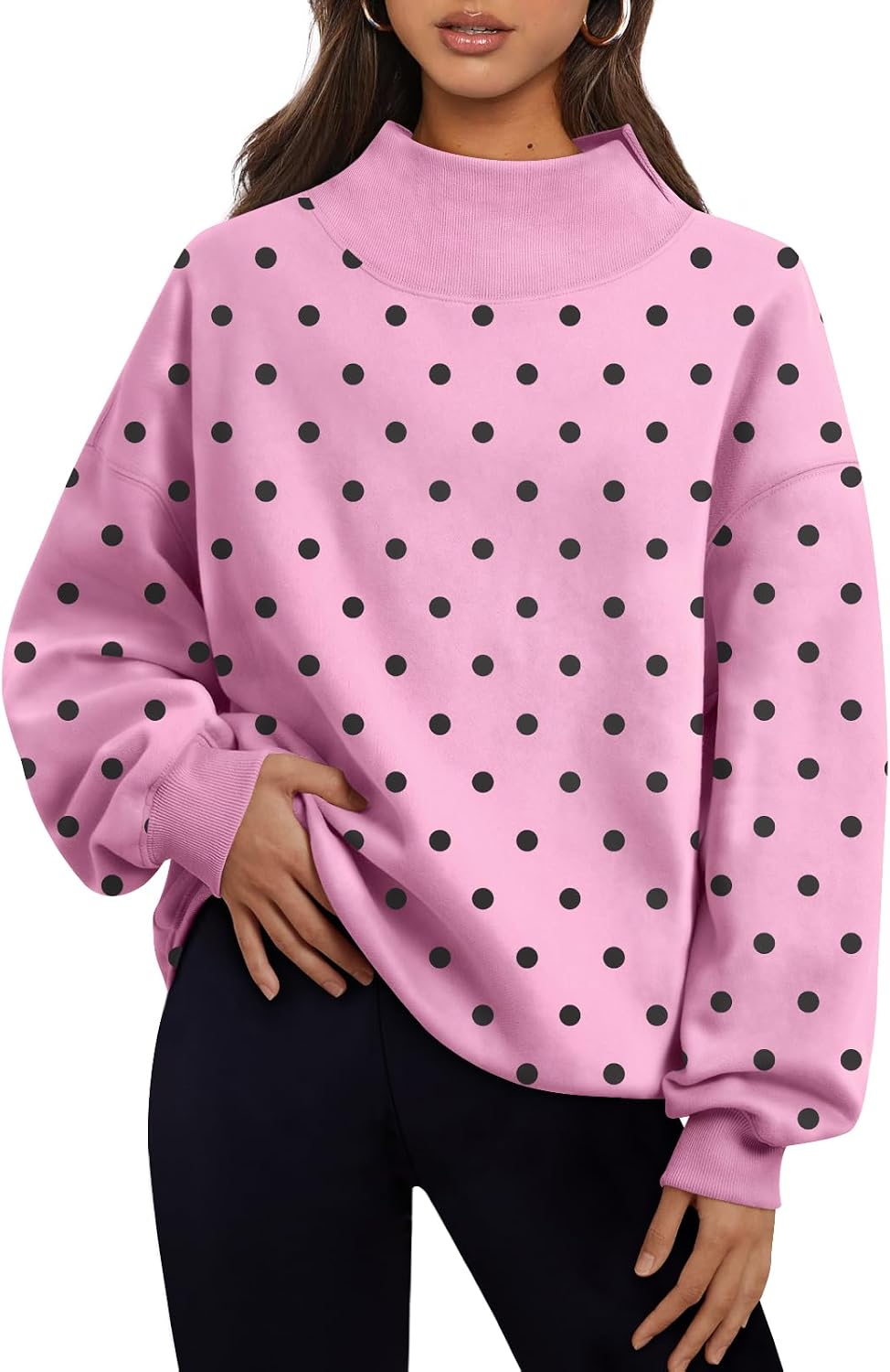 Trendy Queen Womens Mock Neck Sweatshirts Oversized Pullover Fall Outfits