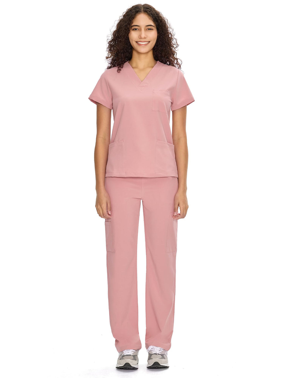 COZYFIT Scrubs for Women Set - V-Neck & Straight Leg Pants with 9 Pockets