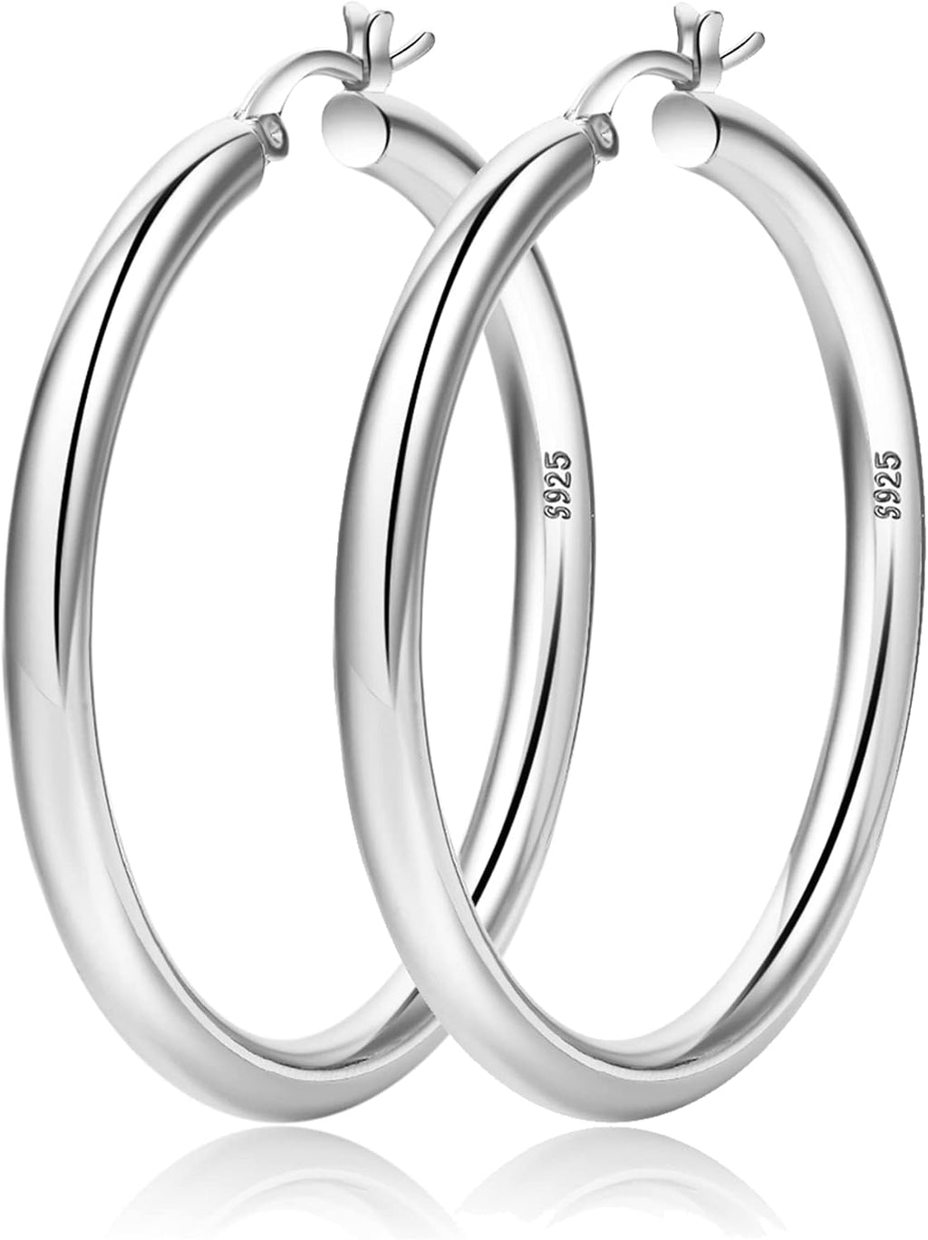 4mm Thick Gold Chunky Earrings Steling Silver Post Hoops Earrings For Women Hollow Tube Hoops Earrings Thick Gold Hoop Earrings Hypoallergenic Lightweight Gold Hoop Large Earrings 20/30/40/50/60MM