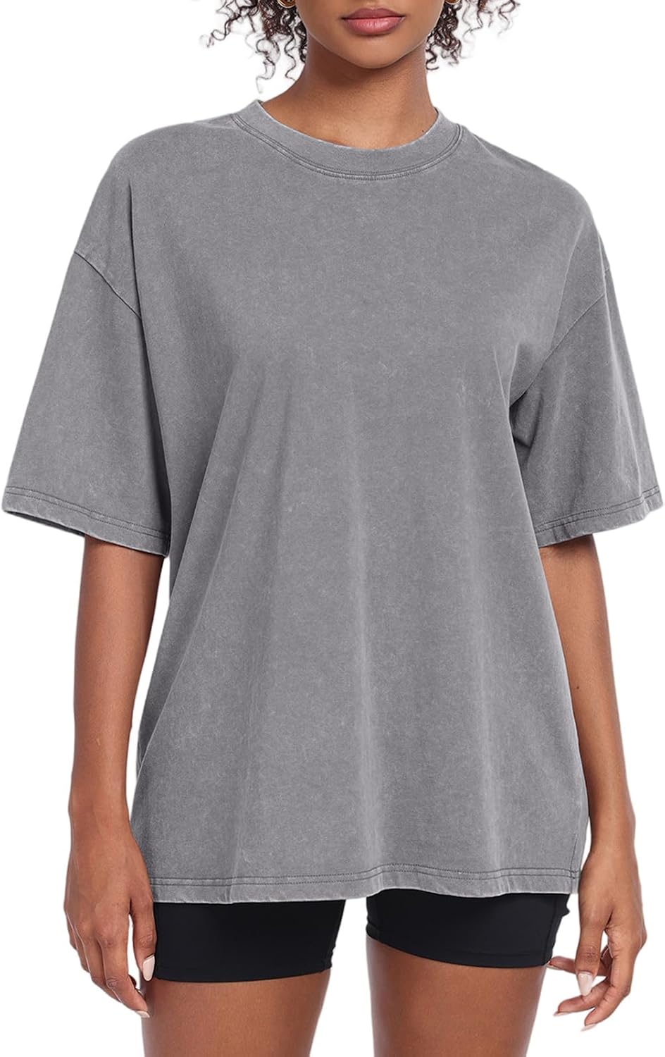 Womens Washed Vintage Oversized T-Shirt Baggy Workout Tops Short Sleeve Cotton Tshirts Streetwear Boyfriend Tee