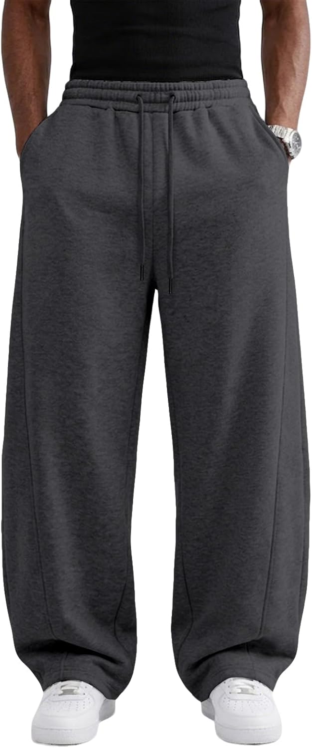 Wangdo Men's Baggy Sweatpants Wide Leg Lounge Cotton Casual Jogging Pants