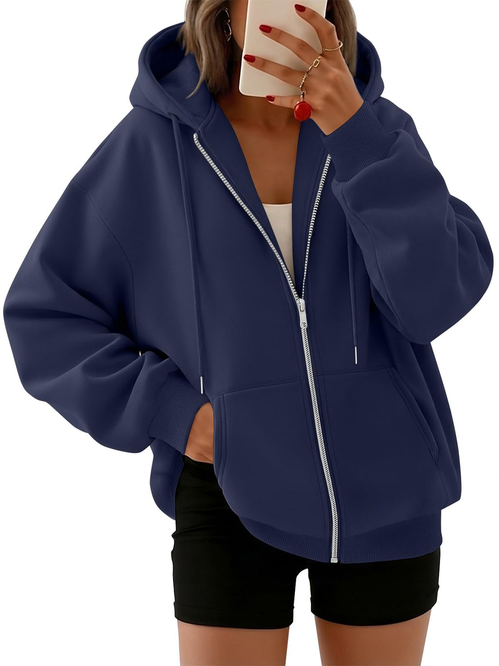 Trendy Queen Womens Oversized Zip Up Hoodies Y2K Fall Sweatshirts 2026