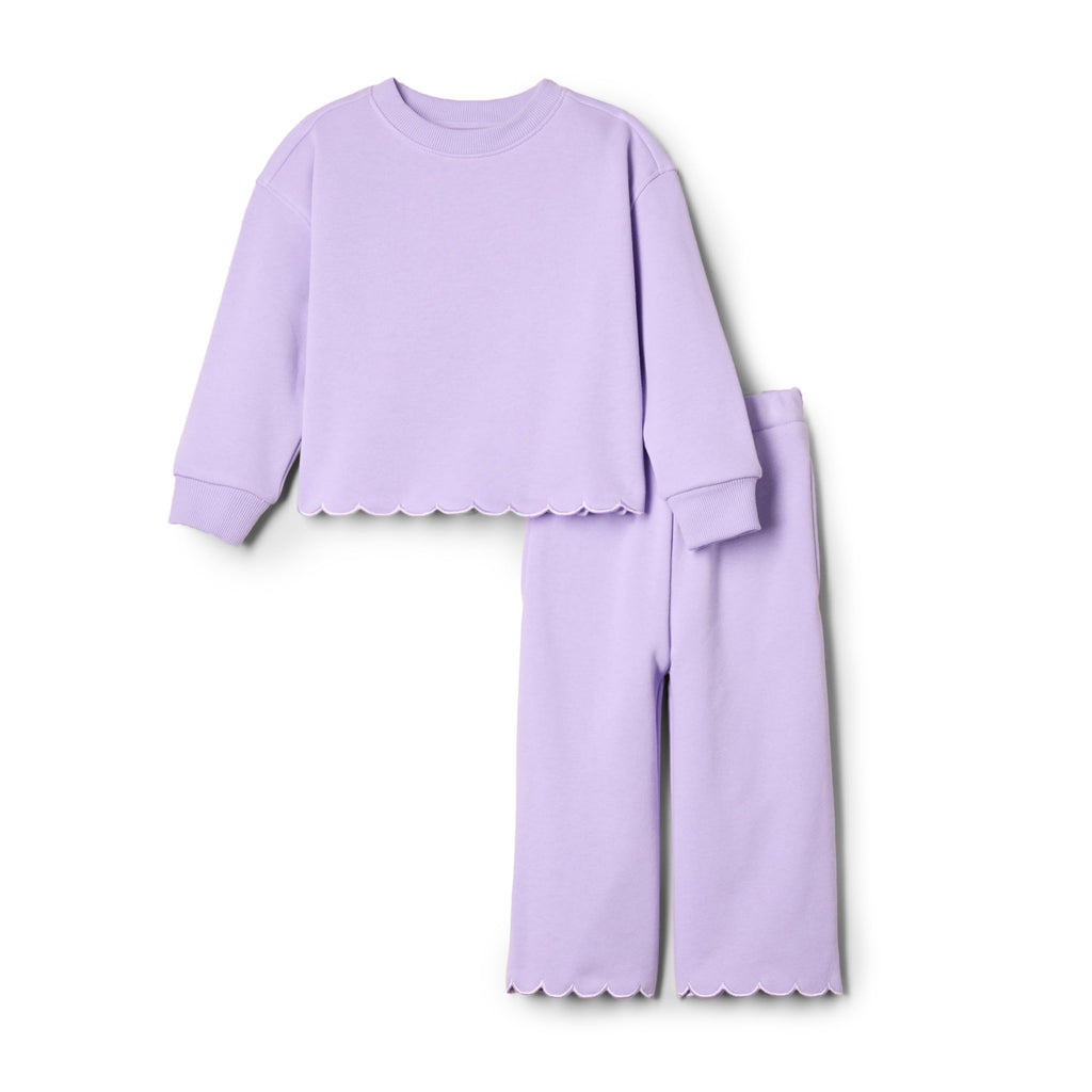Amazon Essentials x Sofia Grainge Toddlers and Baby Girls' French Terry Sweatshirt Pant and Top Set