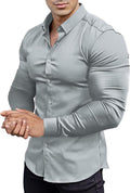 Men’s Muscle Fit Dress Shirts Athletic Slim Fit Long Sleeve Stretch Casual Button Down Shirt