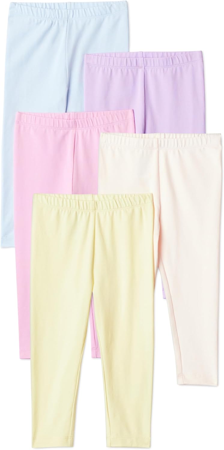 Amazon Essentials Girls' Cotton Stretch Leggings, Multipacks