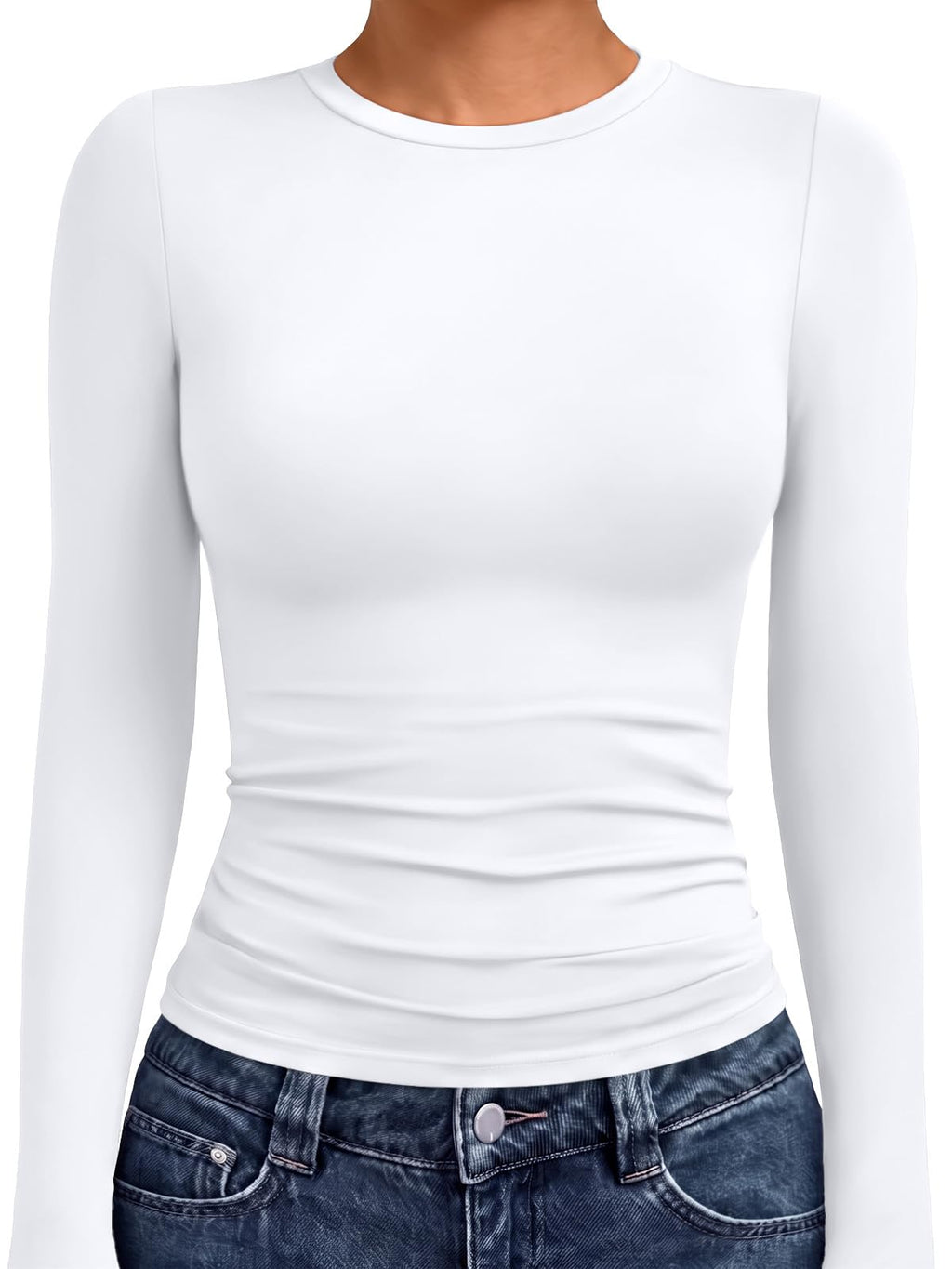 AUTOMET Womens Crew Neck Long Sleeve Shirts Compression Underscrubs Tops