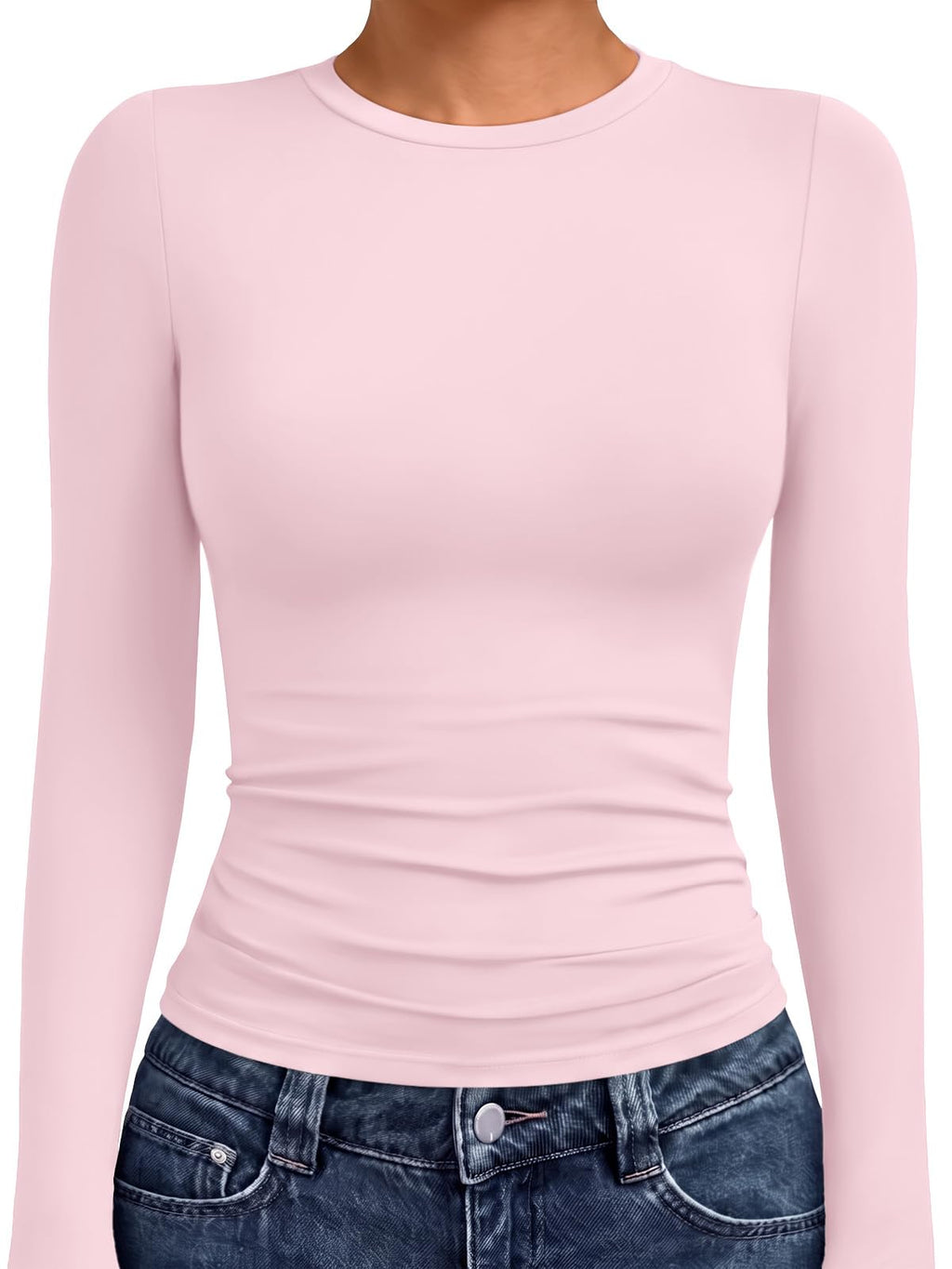 AUTOMET Womens Crew Neck Long Sleeve Shirts Compression Underscrubs Tops