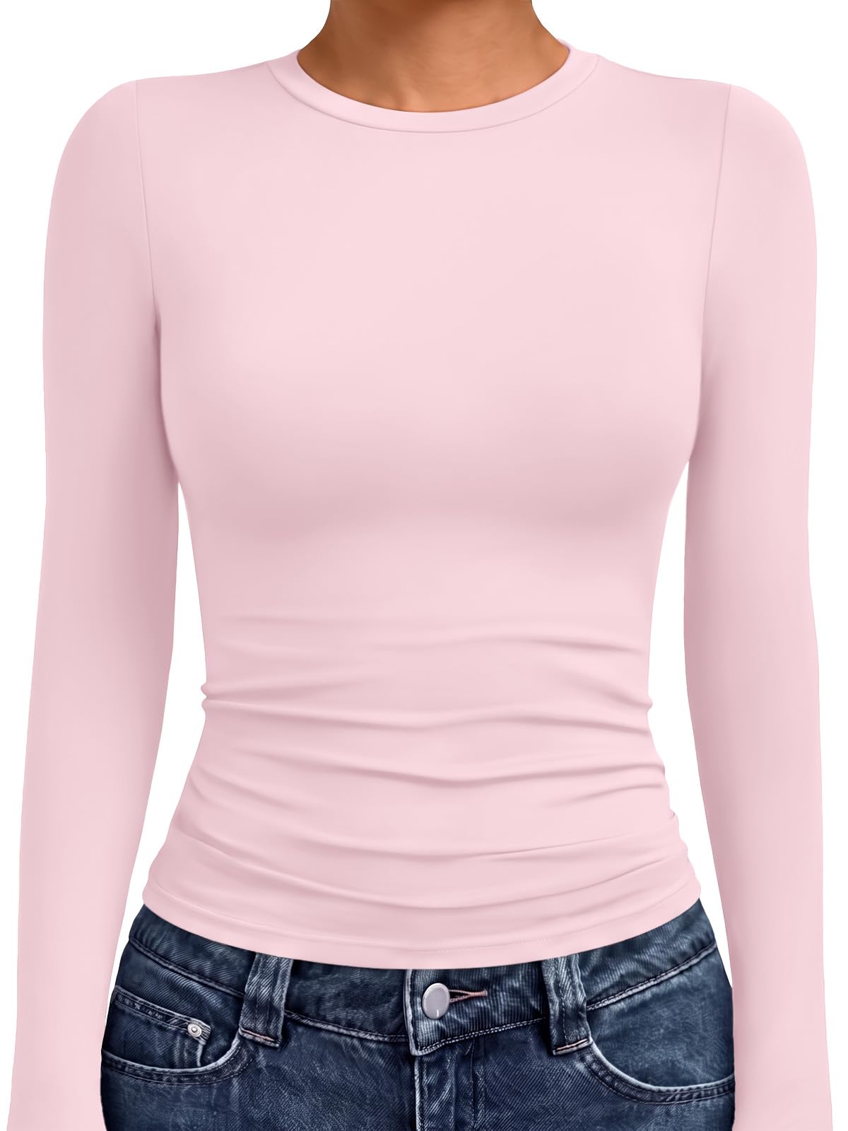 AUTOMET Womens Crew Neck Long Sleeve Shirts Compression Underscrubs Tops