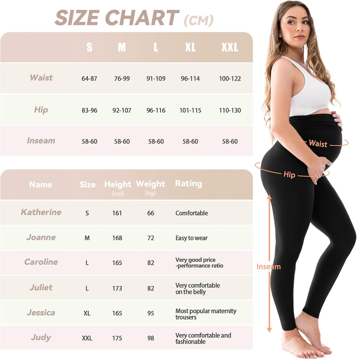 Walifrey Maternity Leggings with Pockets Over the Belly