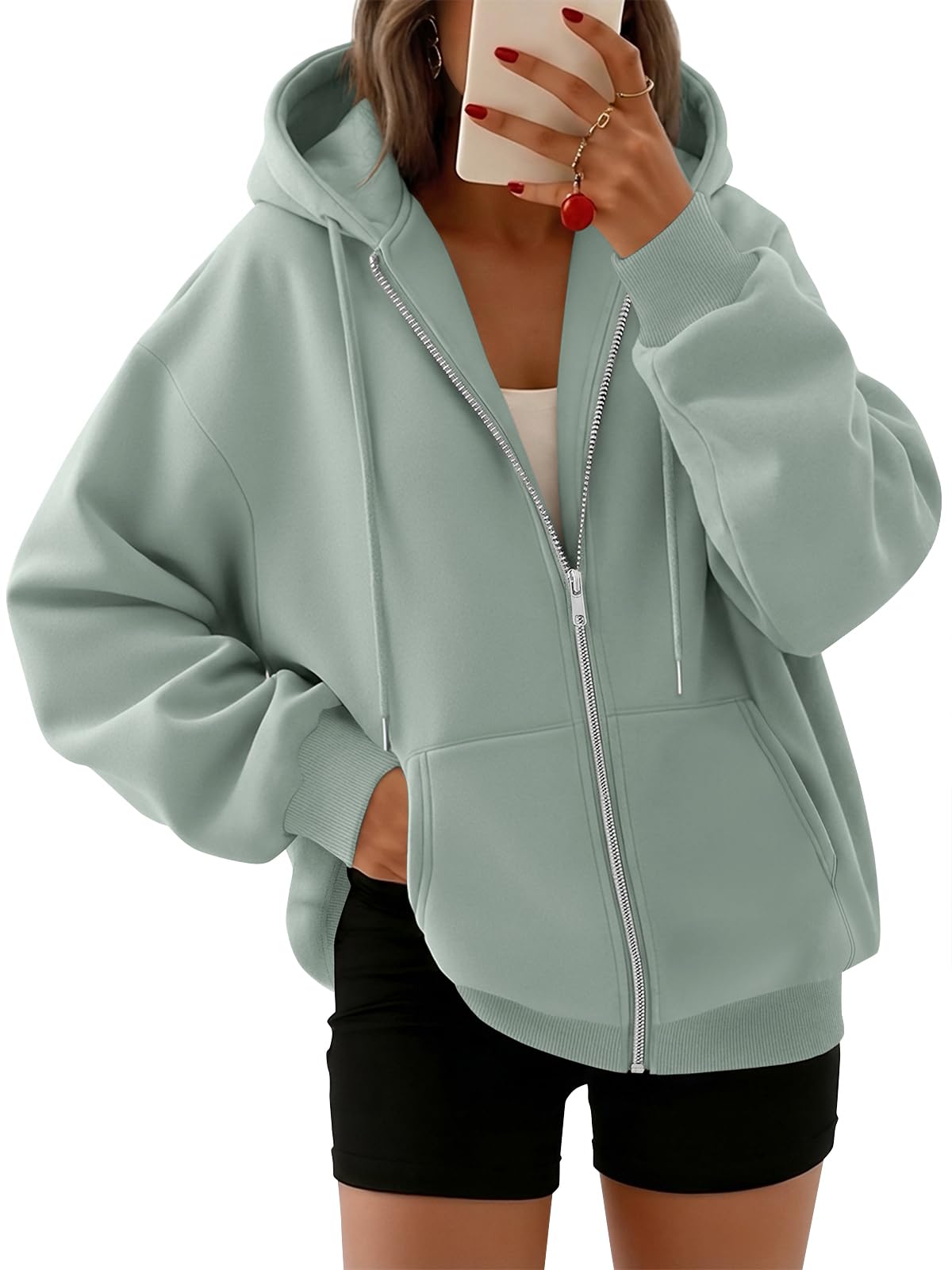 Trendy Queen Womens Oversized Zip Up Hoodies Y2K Fall Sweatshirts 2026