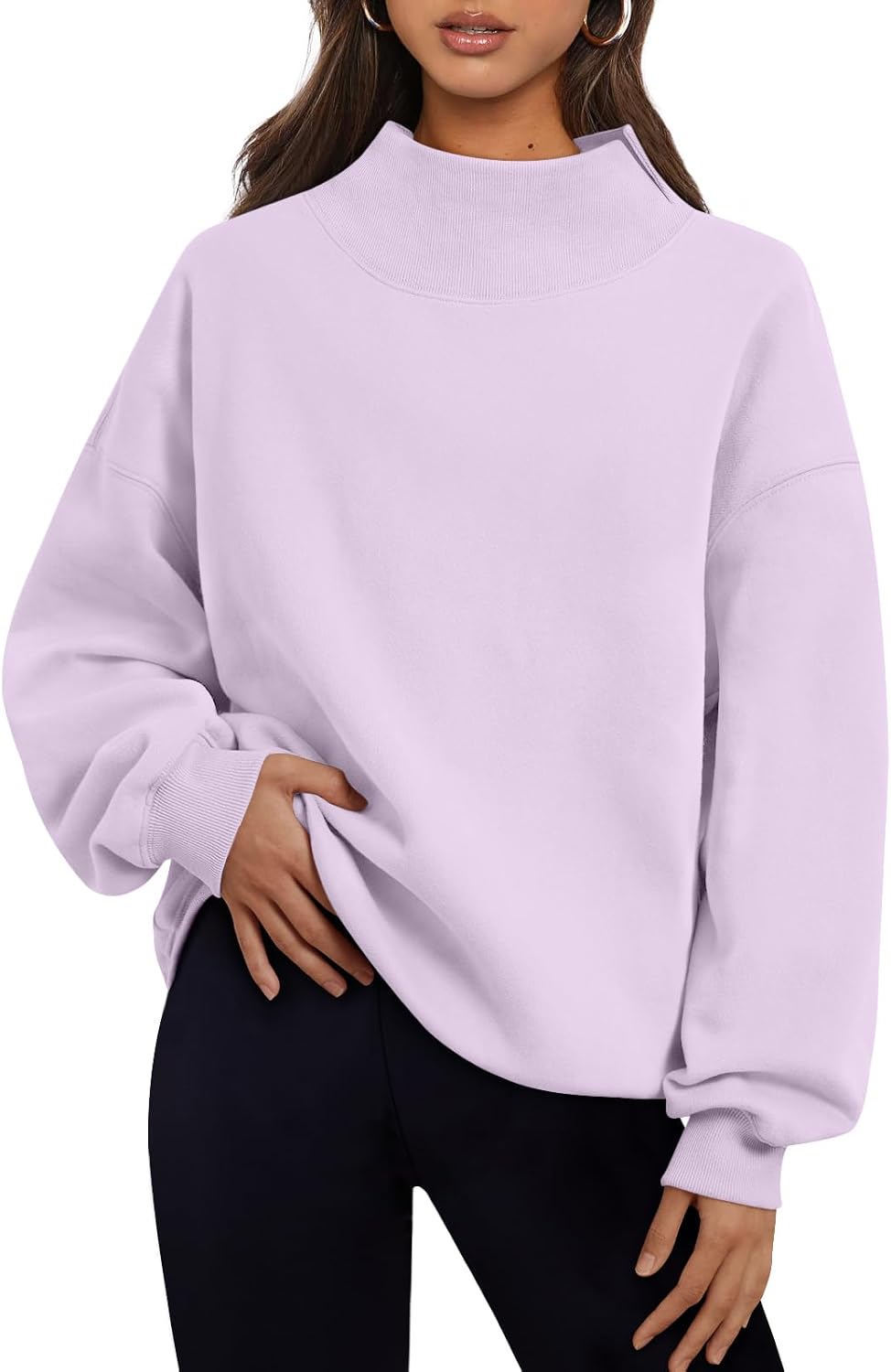 Trendy Queen Womens Mock Neck Sweatshirts Oversized Pullover Fall Outfits