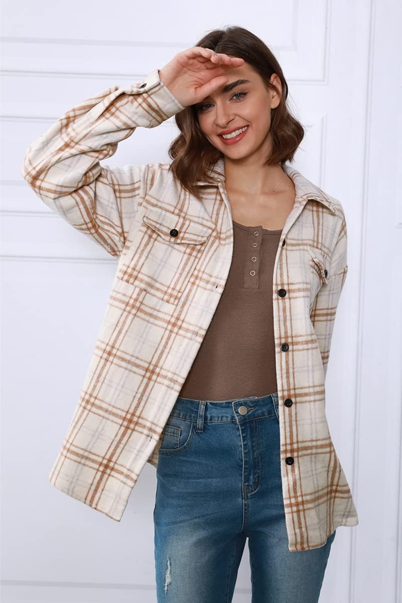 AUTOMET Shackets for Women Plaid Flannel Shirts