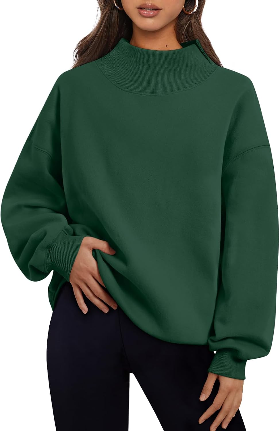 Trendy Queen Womens Mock Neck Sweatshirts Oversized Pullover Fall Outfits
