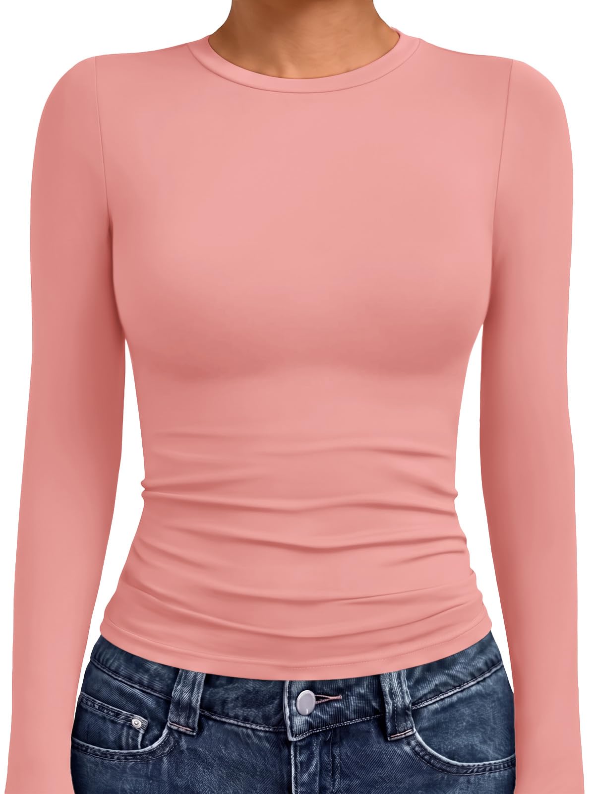 AUTOMET Womens Crew Neck Long Sleeve Shirts Compression Underscrubs Tops