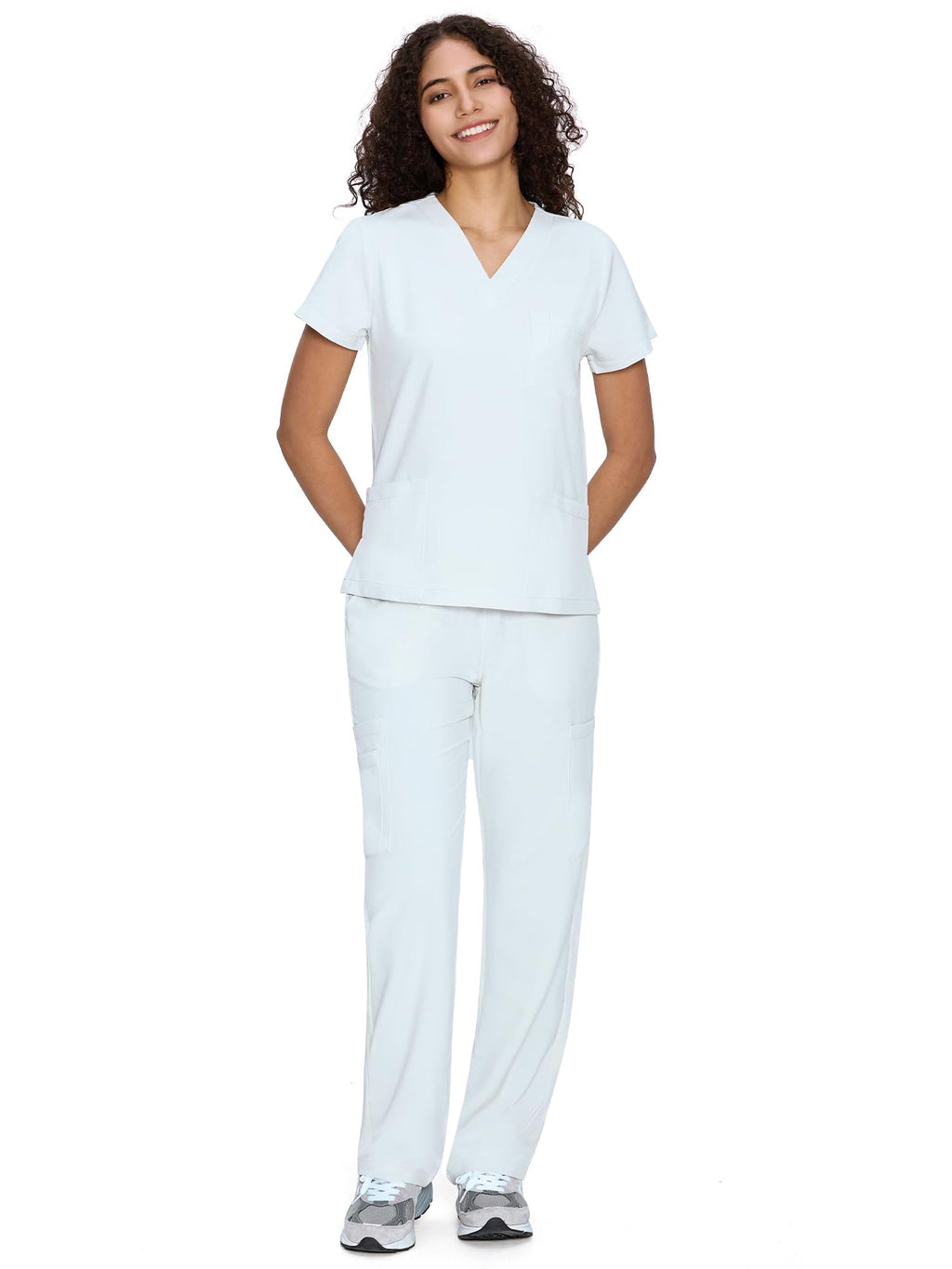 COZYFIT Scrubs for Women Set - V-Neck & Straight Leg Pants with 9 Pockets