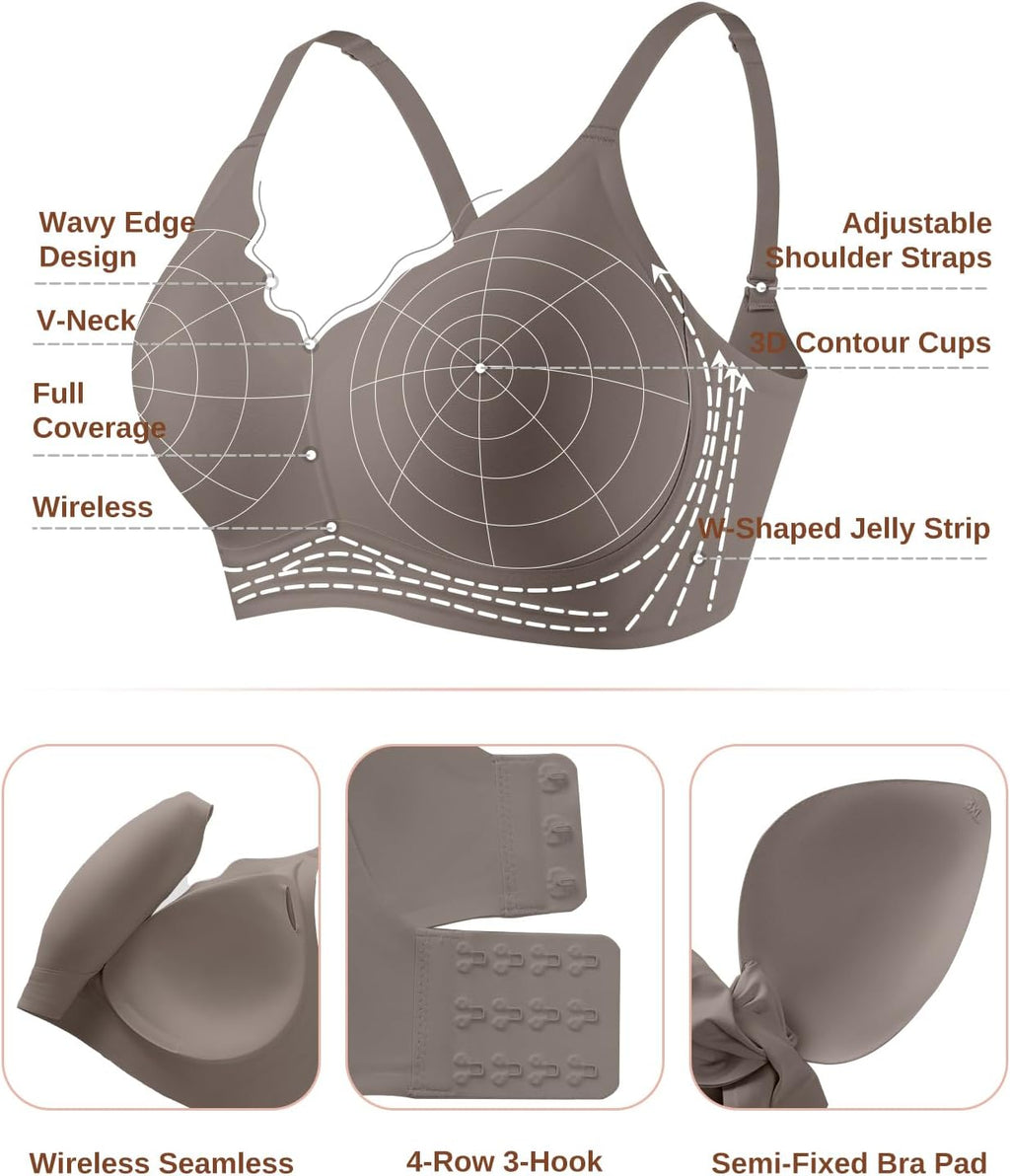 Womens Wireless Jelly Bra Seamless Full Coverage Supportive Bralette