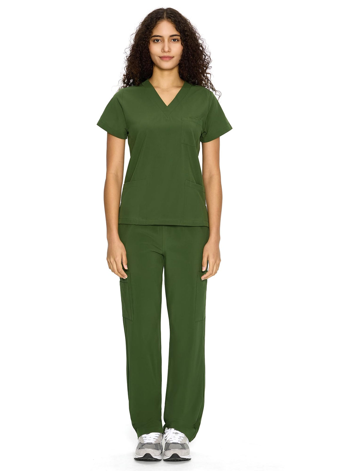 COZYFIT Scrubs for Women Set - V-Neck & Straight Leg Pants with 9 Pockets