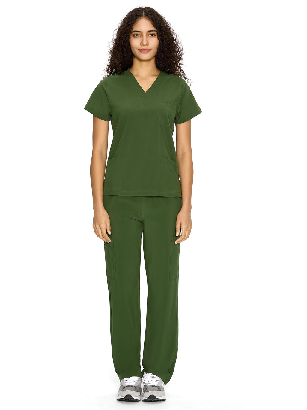 COZYFIT Scrubs for Women Set - V-Neck & Straight Leg Pants with 9 Pockets