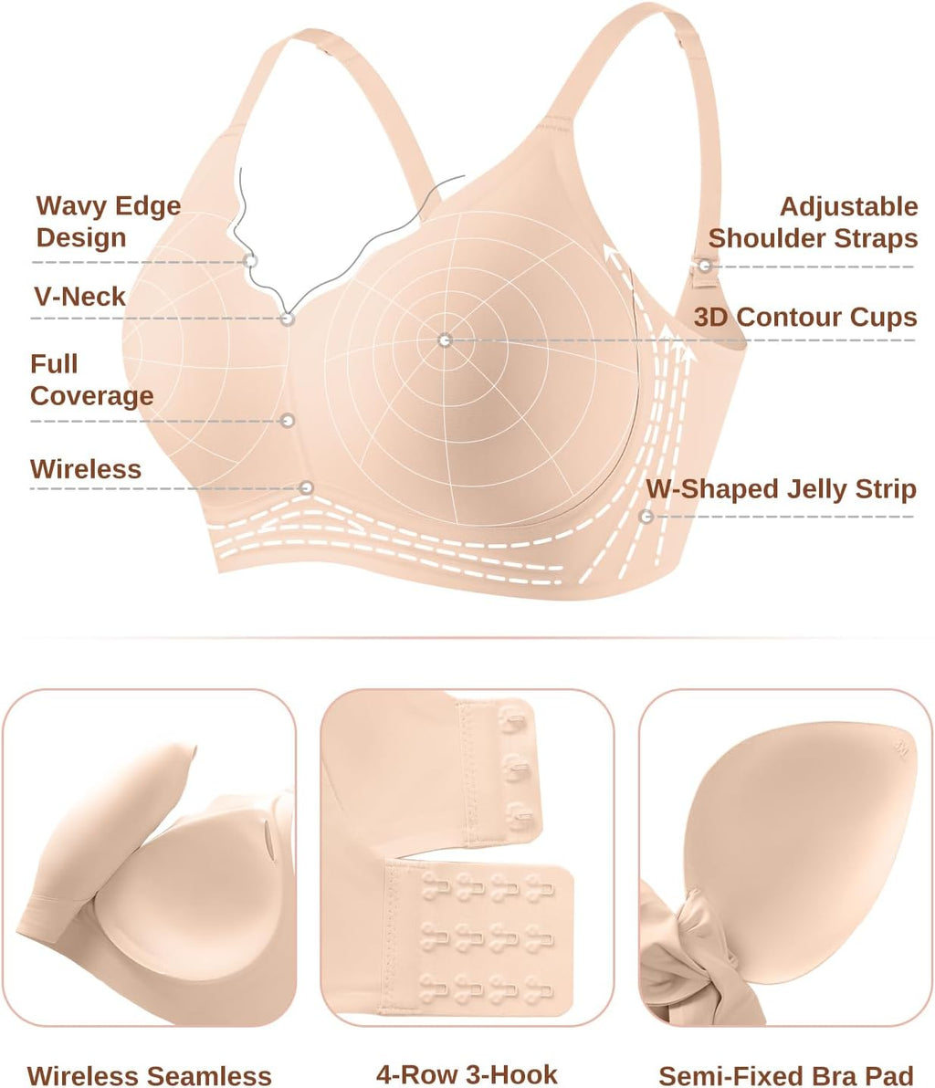 Womens Wireless Jelly Bra Seamless Full Coverage Supportive Bralette